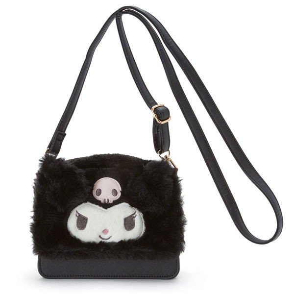 日貨 酷洛米 側背包 肩背包 包包 小包 黑 化妝包 皮夾 絨毛 精緻 Kuromi 三麗鷗 正版 J00030539