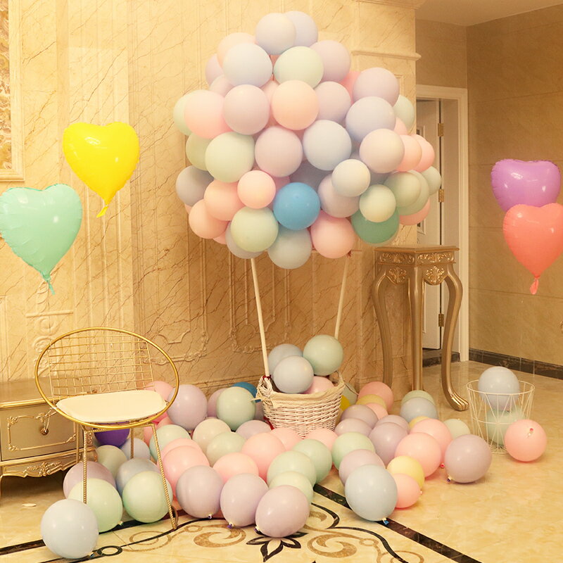 ins網紅創意婚禮結婚房布置兒童節生日派對裝飾馬卡龍色加厚氣球
