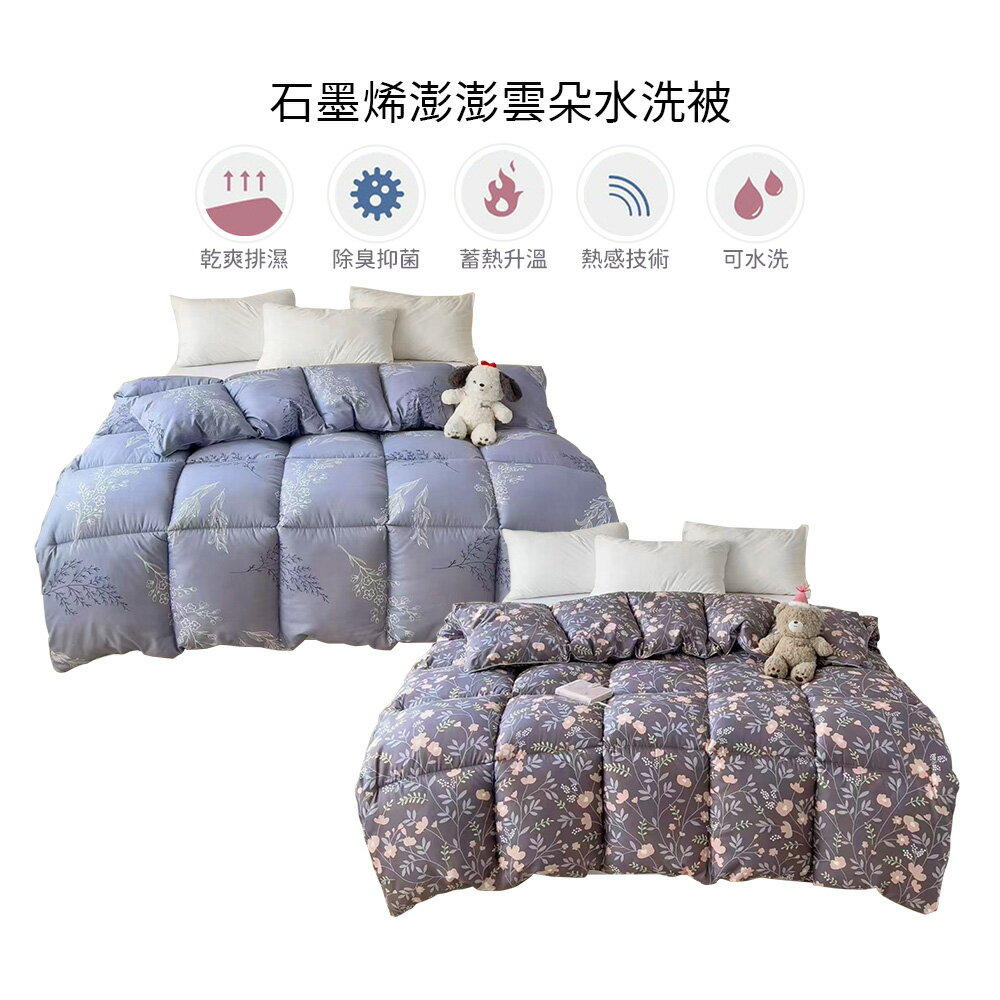歐洲精品家電 墨烯澎澎雲朵水洗被 6*7尺雙人棉被 藍色/紫色