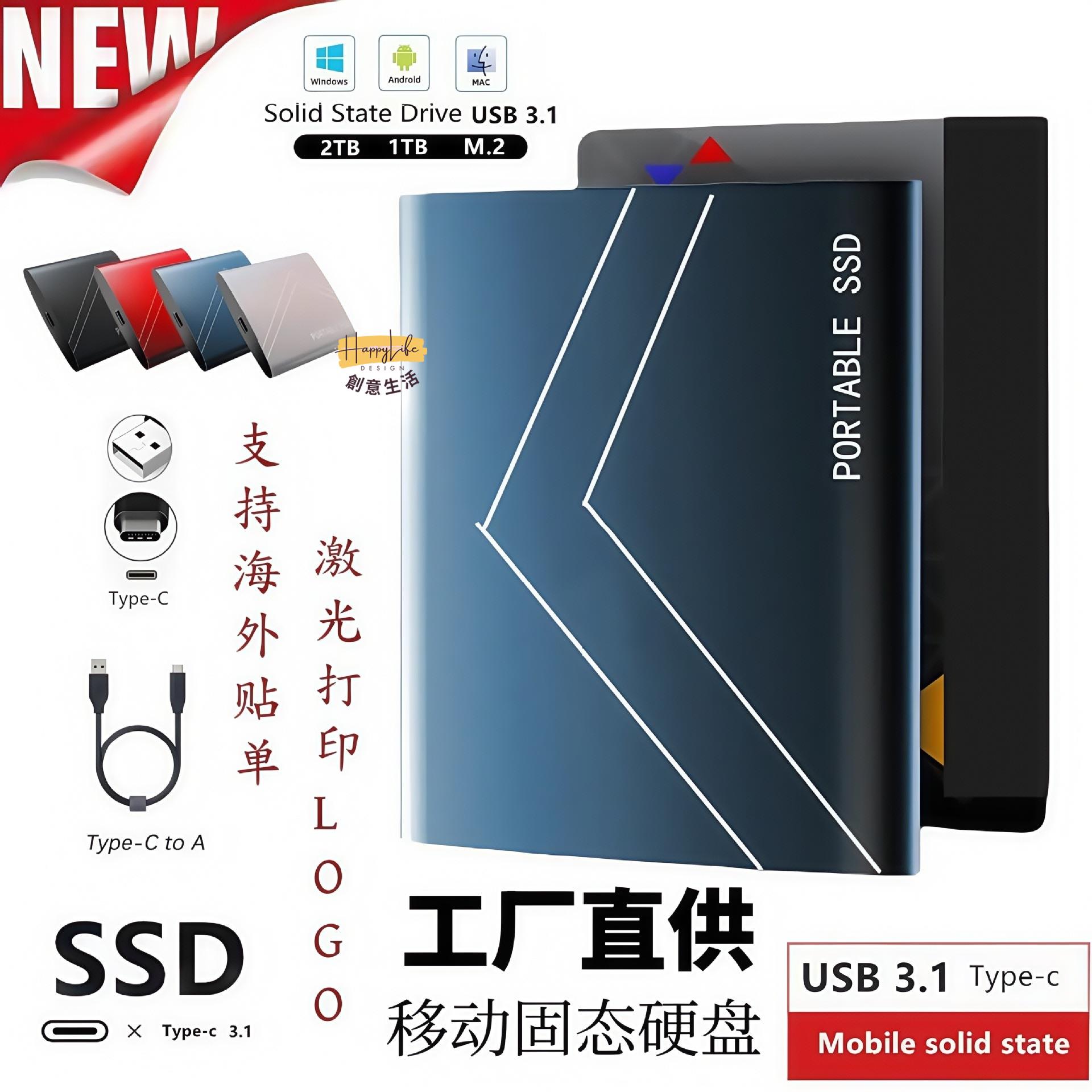 外接便攜式 SSD 移動固態 硬碟8TB高速傳輸擴容移動硬碟1TB[DD0505006]