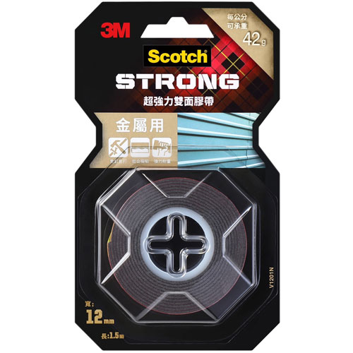 3M Scotch 超強力雙面膠帶 金屬用 12mmX1.5m