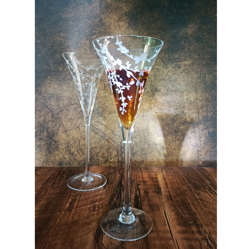 中古玻璃杯外貿yuan單水晶香檳杯復古高腳杯vintage婚禮起泡酒杯