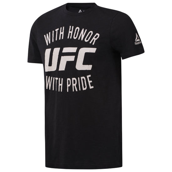 REEBOK UFC PRIDE 男裝 上衣 短袖 休閒 慢跑 健身 棉質 黑【運動世界】CY7278