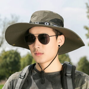 新款韓版大沿男士夏天太陽帽青年漁夫帽寬沿戶外登山遮陽釣魚帽子