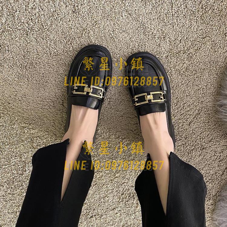 小皮鞋女英倫風平底樂福鞋春季單鞋一腳蹬上班豆豆鞋【繁星小鎮】