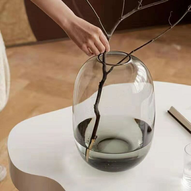 透明花瓶 花器 大肚玻璃透明花瓶馬醉木富貴竹水養客廳插花擺件落地花器吊鐘