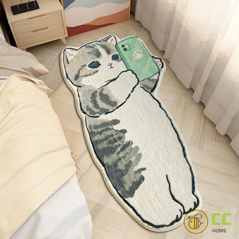 可愛臥室毛毯地墊家用客廳長方形加厚地毯動物ins風房間床邊毯