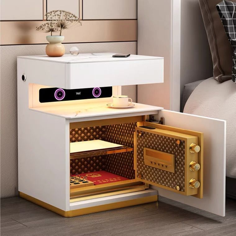 床頭柜保險箱一體智能可充電多功能家用簡約現代臥室輕奢2022新款