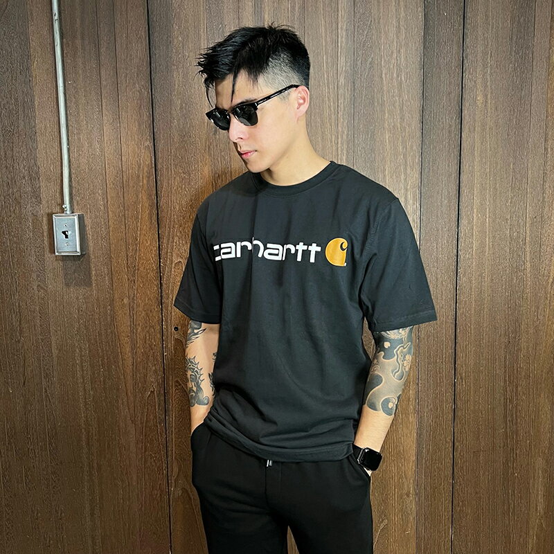 美國百分百【全新真品】Carhartt 短T 短袖T恤 小logo 上衣 男 寬鬆 工裝 黑色 咖啡色 BA23