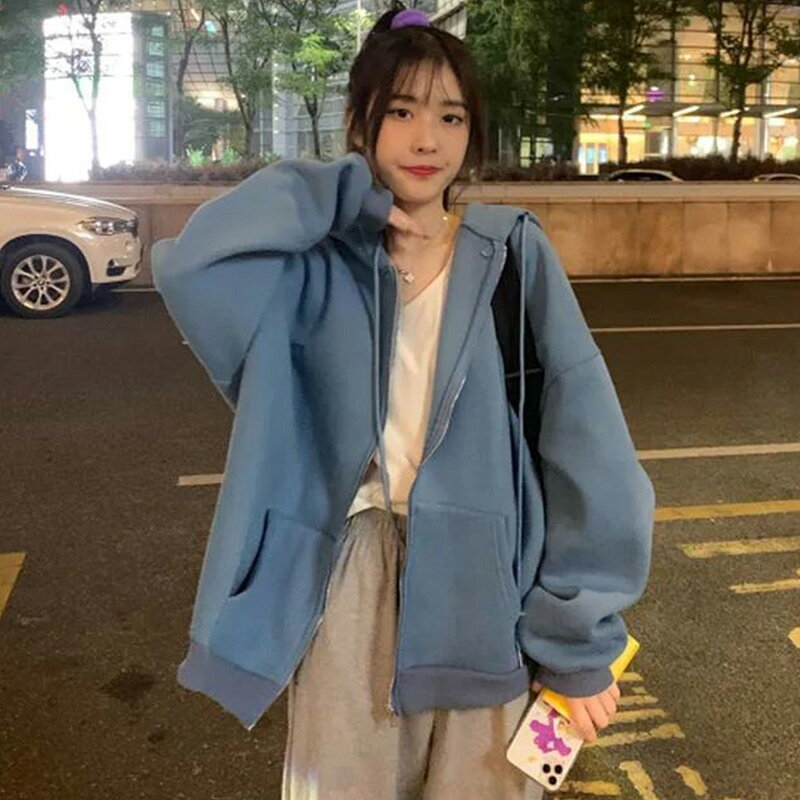 超火cec衛衣女春秋薄款新款ins潮bf慵懶風拉鏈寬松上衣服