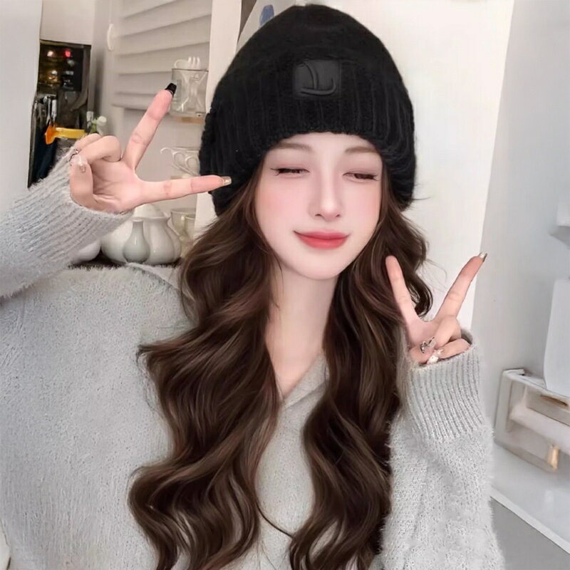 【巴黎精品】現貨+預購 女長假髮片整頂假髮帽子假髮輕量隱形增髮量接髮-一體式毛帽長捲髮2色a1jk5