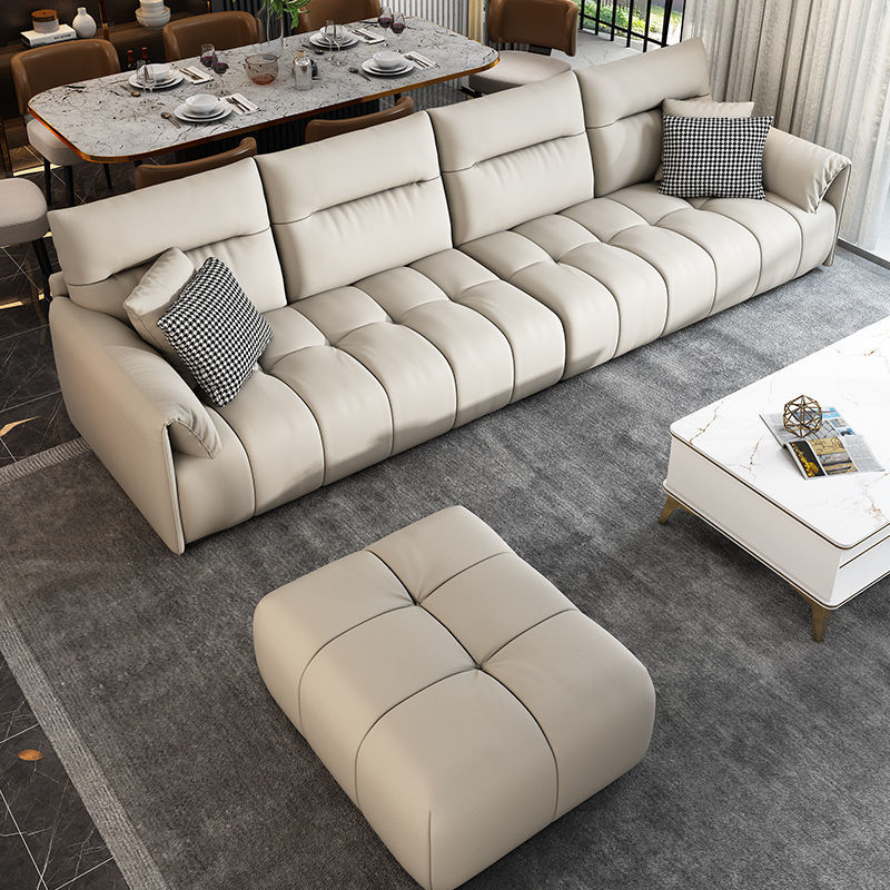現代簡約奶油風科技布沙發北歐創意乳膠沙發中小戶型直排客廳沙發
