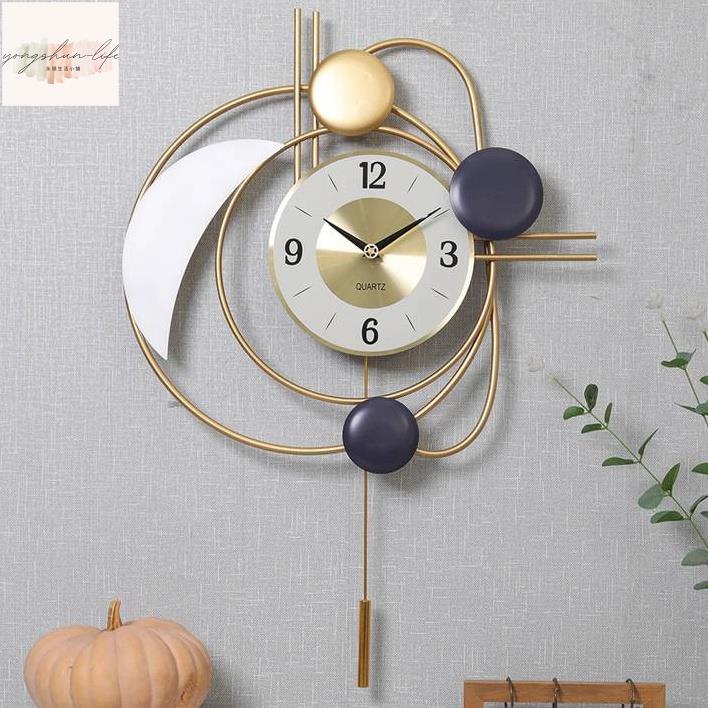 北歐靜音鐘錶搖擺掛鐘 家居客廳裝飾時鐘 現代創意輕奢掛錶新品