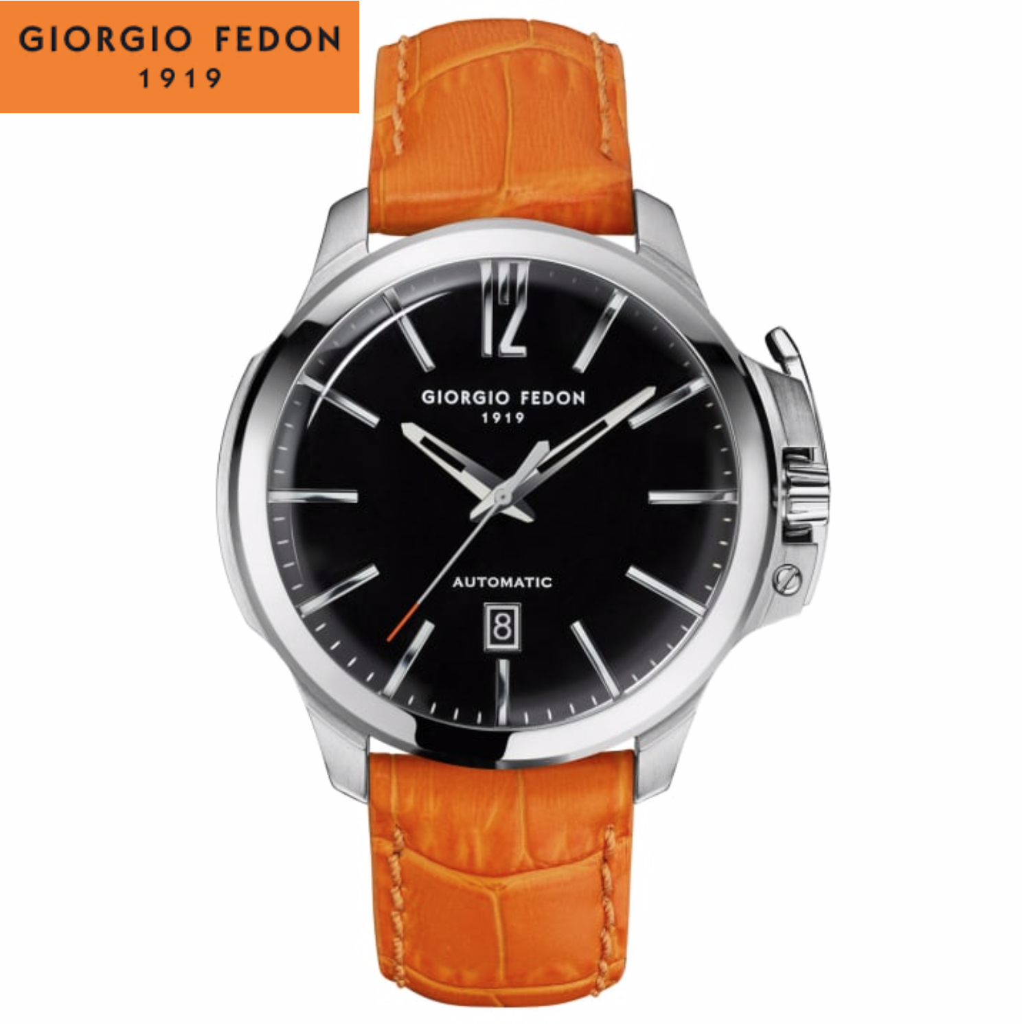 Giorgio Fedon 喬治菲登1919 TIMELESS VI  永恆系列 大三針機械腕錶 GFCE001 橘x黑/45mm