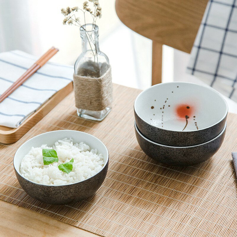 日式吃麵碗家用創意可愛釉下彩陶瓷和風餐具大號米飯碗湯碗甜品碗
