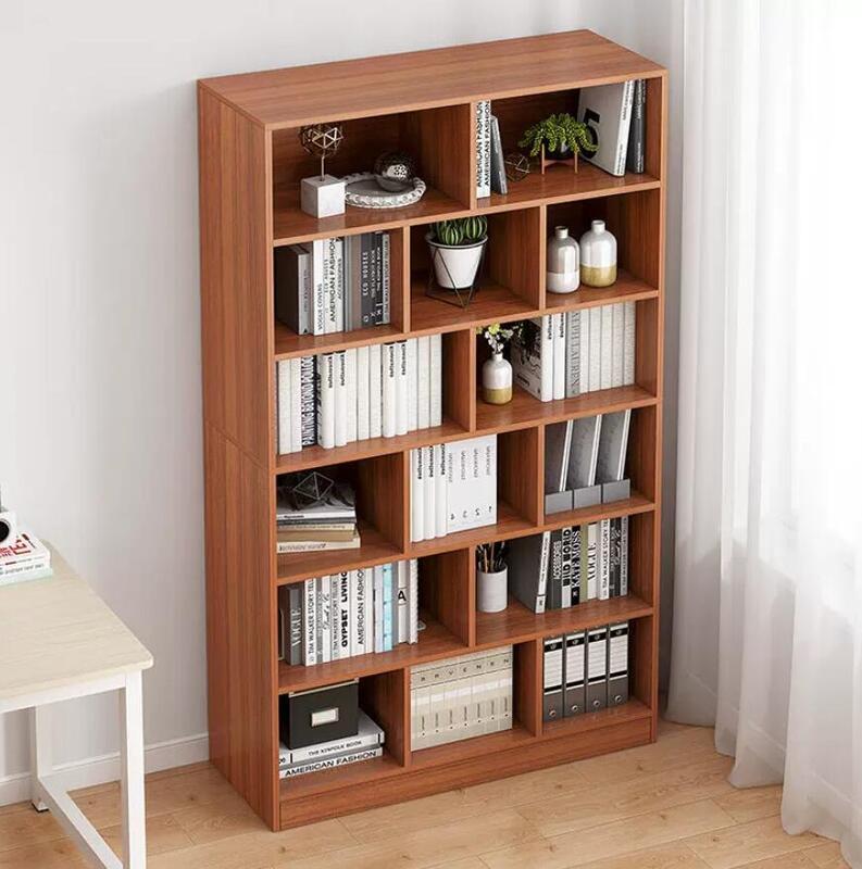 書架 書櫃 落地簡約現代實木色學生書櫃 多層儲物櫃子 客廳簡易收納置物架