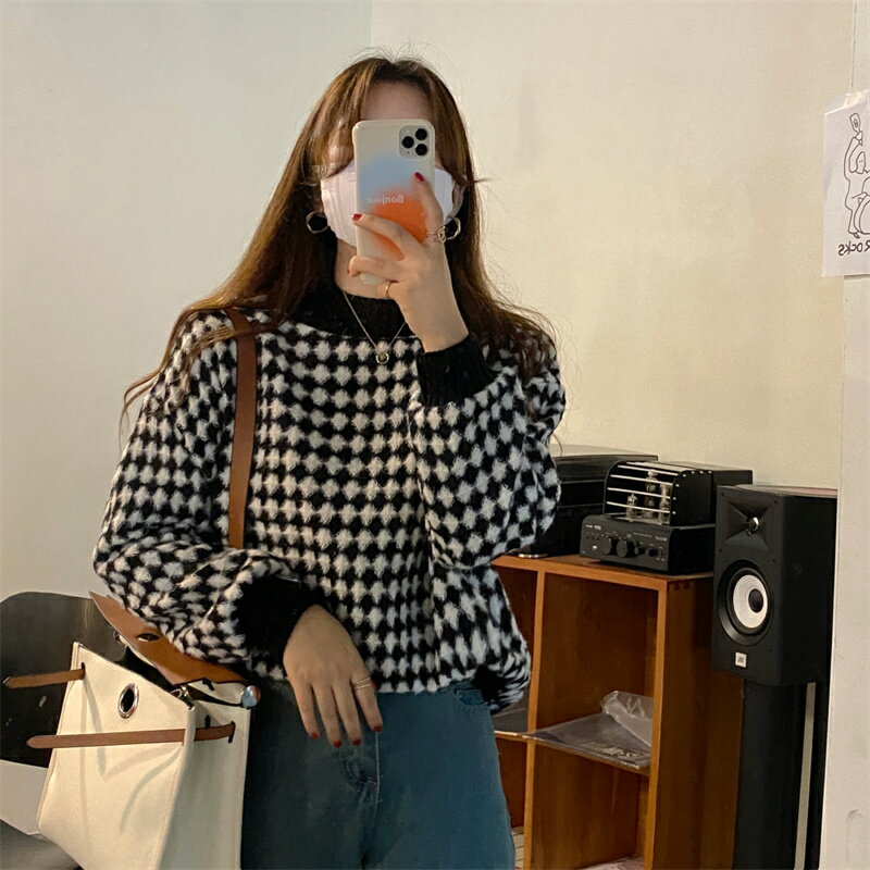 秋冬款女裝2021年新款小個子洋氣減齡上衣百搭慵懶風復古鹽系毛衣