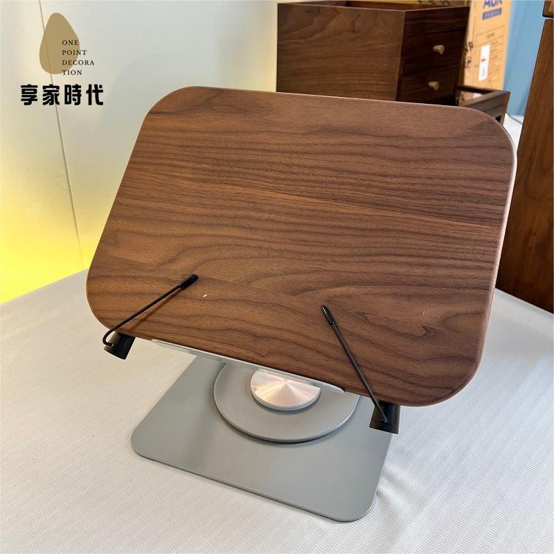 北美黑胡桃木實木原木閱讀支架可旋轉可升降平板電腦支架晨讀架xj7091xj7091