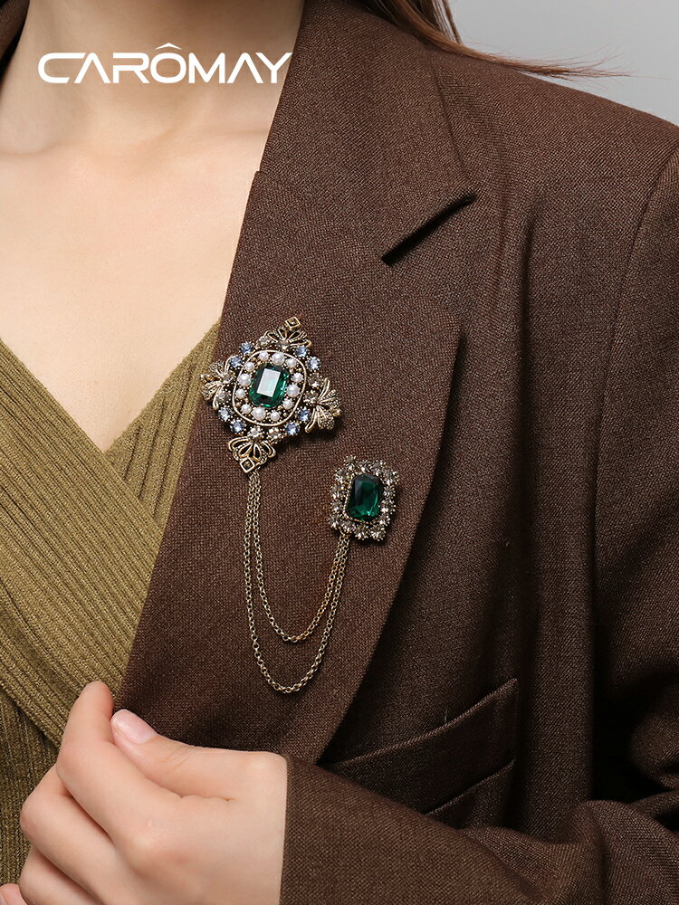 CAROMAY復古巴洛克寶藏胸針女別針氣質小眾設計感領針大衣裝飾品