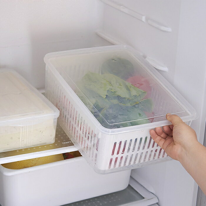 大容量冰箱水果蔬菜收納盒保鮮盒廚房帶瀝水籃塑料洗菜盆冷凍盒