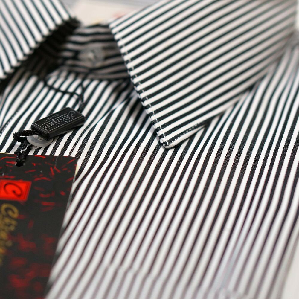 【CHINJUN/65系列】機能舒適襯衫-長袖、黑白相間條紋、588-4