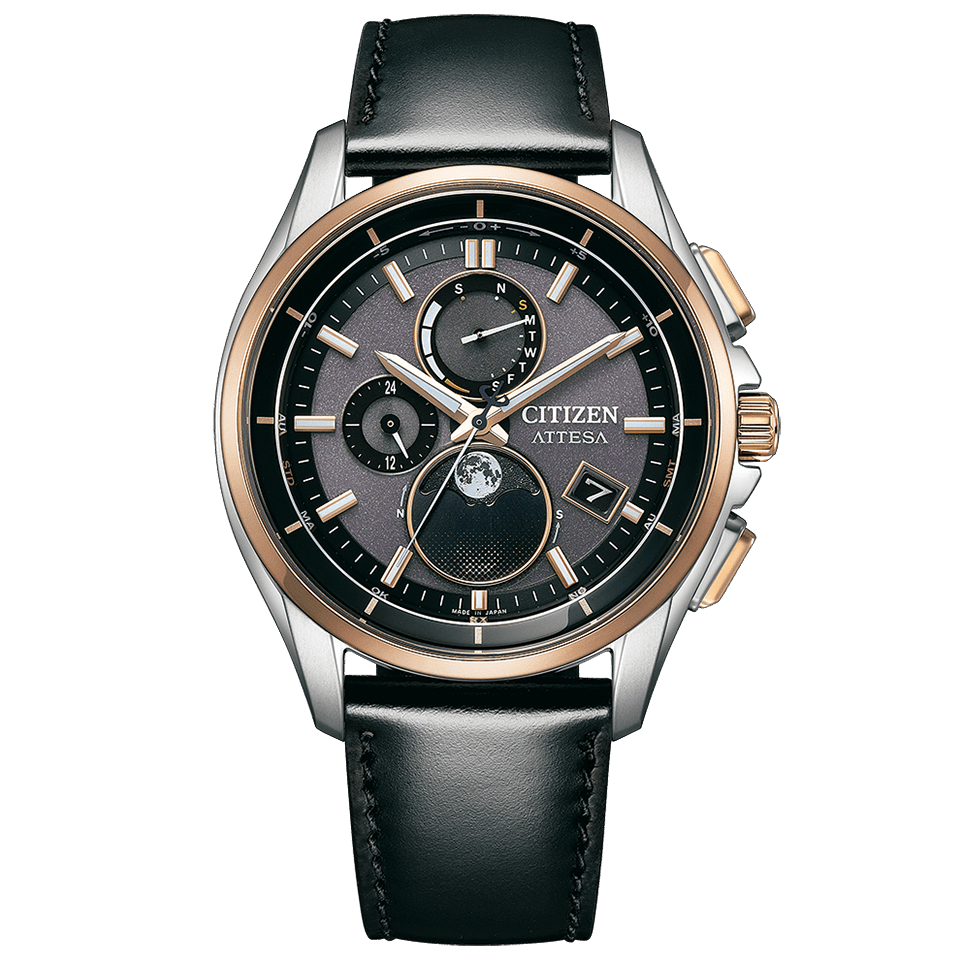 日本代購 星辰 CITIZEN 光動能 時尚 金框手錶 BY1004-17X 24時區 電波對時 10氣壓 牛皮 月盈虧