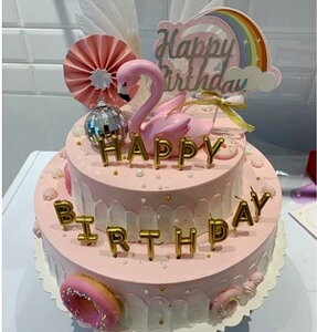 英文字母金色銀色生日快樂蠟燭寶寶周歲蛋糕裝飾無煙鍍金字母蠟燭 幸福驛站
