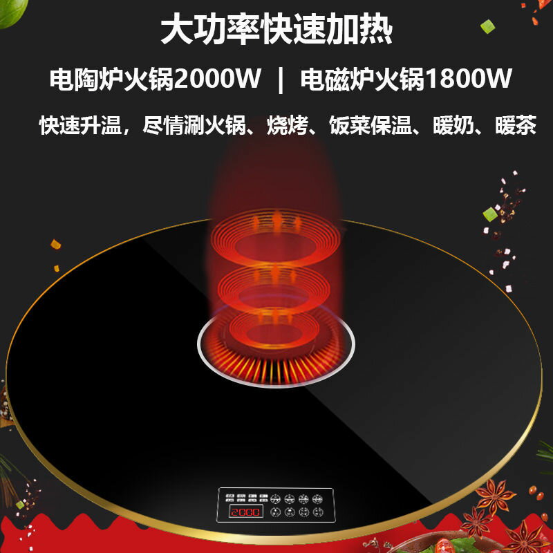 【最低價】【公司貨】白巖板紋火鍋飯菜保溫板暖菜板家用電陶爐電磁爐熱菜板電動轉盤座 6