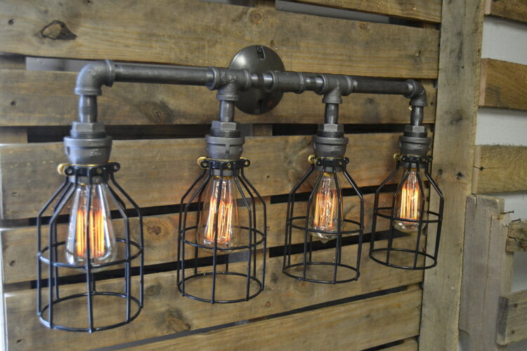 工業風格蒸汽復古水管壁燈 愛迪生鐵籠燈壁燈