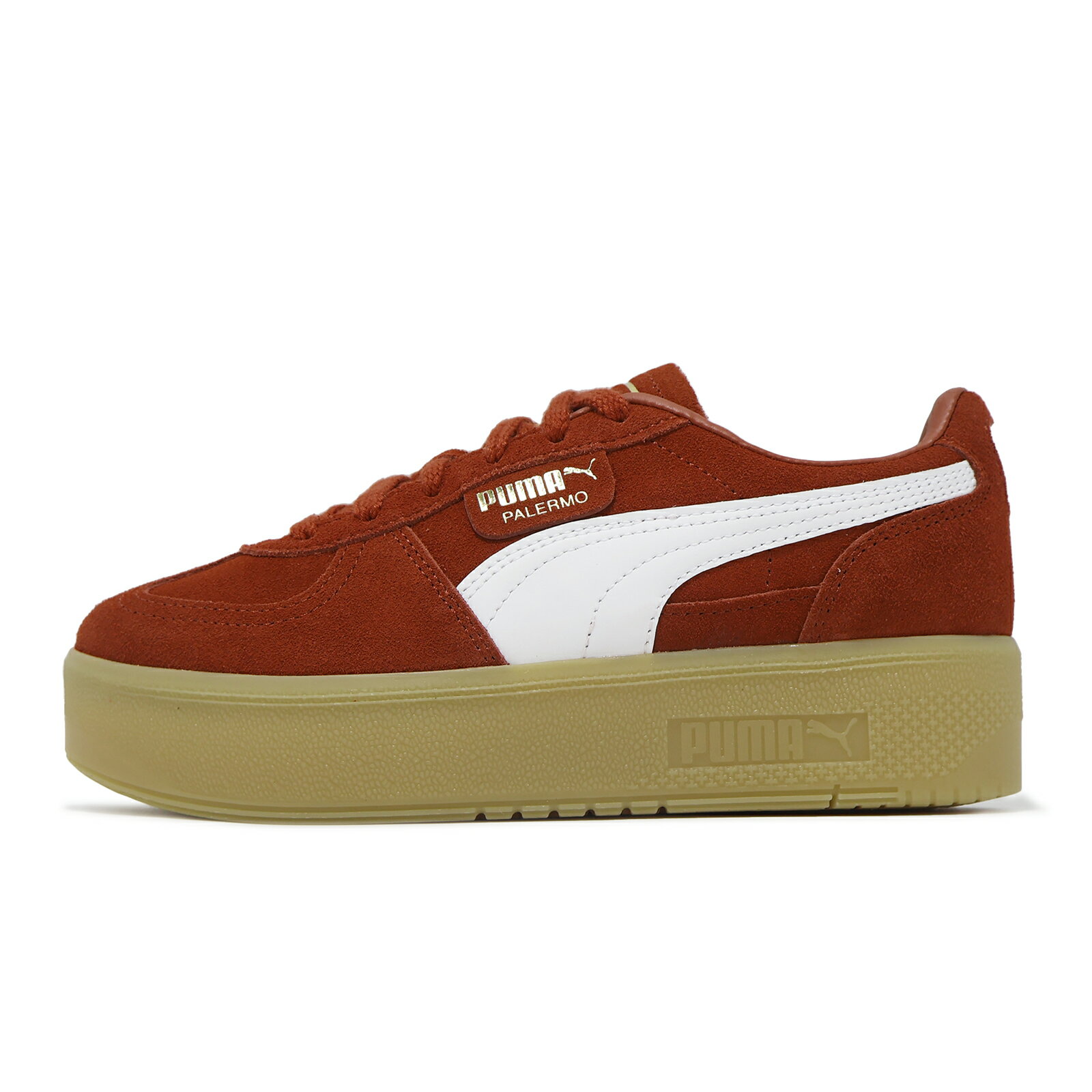 Puma 休閒鞋 Palermo Elevata Wns 女鞋 紅棕 白 麂皮 復古 膠底 厚底 德訓鞋 39934803