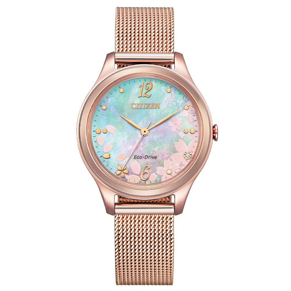 送禮首選★CITIZEN LADY'S 櫻花限定玫瑰金米蘭帶光動能腕錶EM0508-80D 附提袋【全館滿額折價★APP下單跨店最高22%點數回饋】