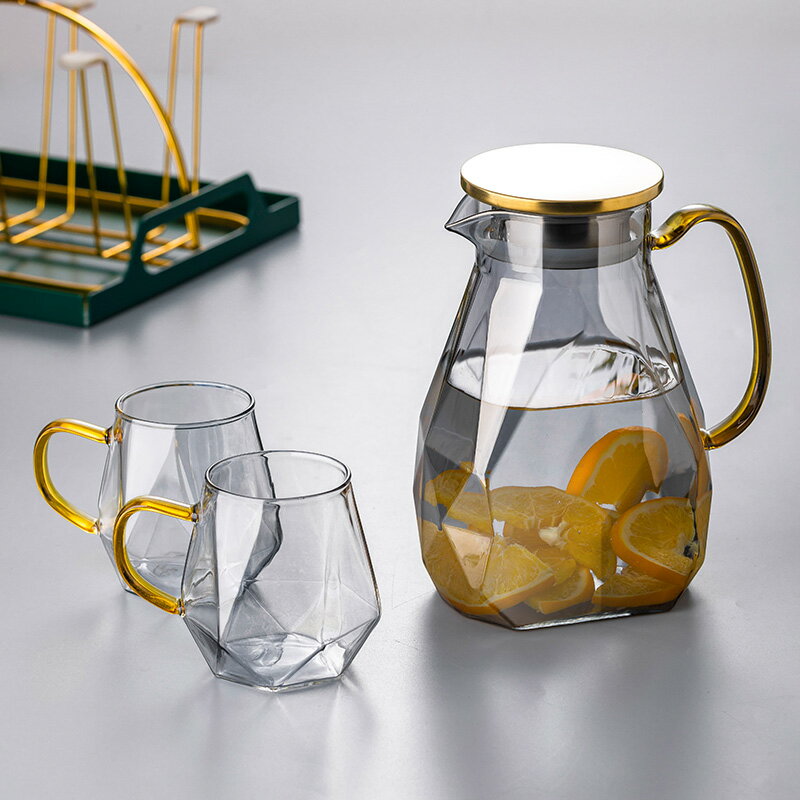 冷水壺玻璃耐高溫耐熱防摔扎壺開水瓶家用大容量涼水杯泡茶壺套裝