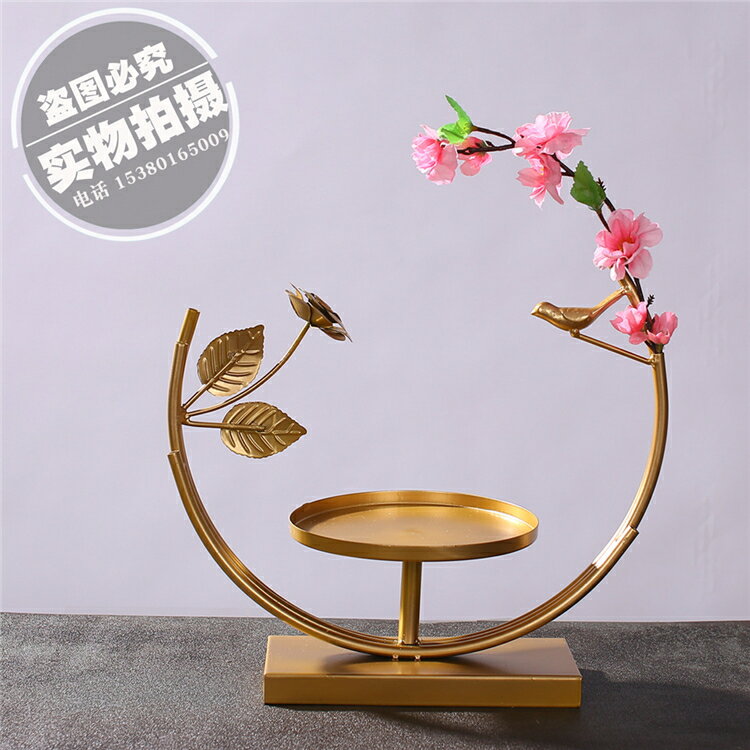 金色婚禮甜品臺擺件歐式蛋糕架婚慶道具蕾絲鐵藝點心盤展示架餐具