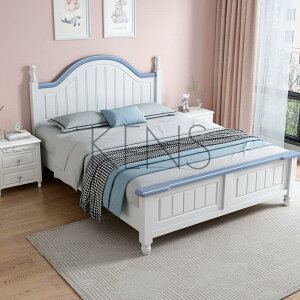 主臥床 實木床 美式輕奢實木床白色現代簡約1.5米主臥雙人床1.8米北歐網紅公主床