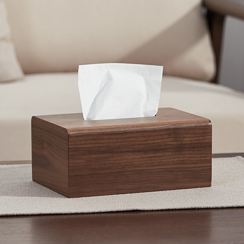 實木紙巾盒客廳家用簡約桌面收納紙抽盒新中式創意家居木質抽紙盒