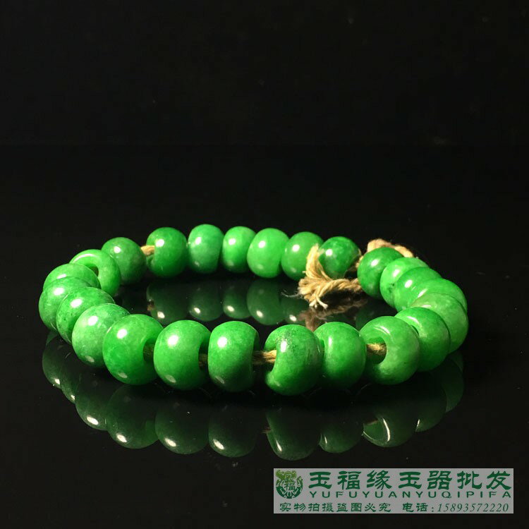 仿古清代幹青散珠祖母綠鐵龍生翡翠算盤珠DIY手鏈配飾項鏈串珠