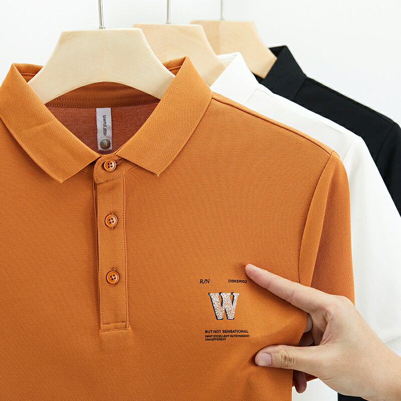 漢斯卡輕奢短袖POLO衫男夏季時尚休閑翻領通勤內搭潮流運動上衣服