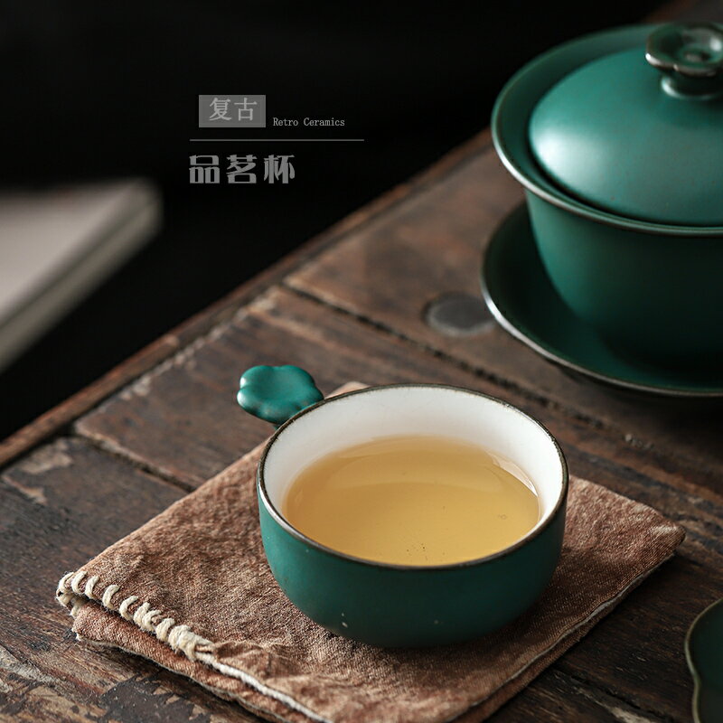 尚巖 功夫小茶杯陶瓷茶盞茶碗家用單個品茗杯主人杯喝茶杯子定制