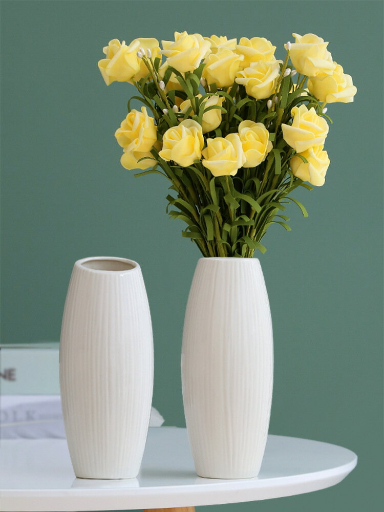 免運 現代陶瓷白色花瓶滿天星水培花器簡約客廳干花插花家居裝飾品擺件 特惠/快速出貨