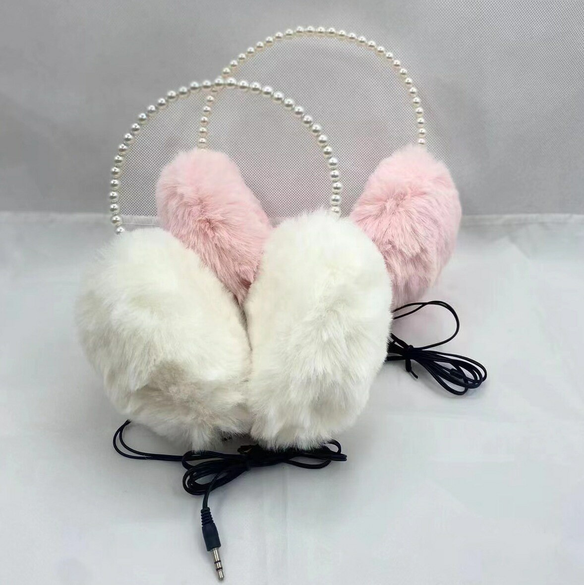 冬季新款小兔毛珍珠毛絨保暖耳罩 全館免運