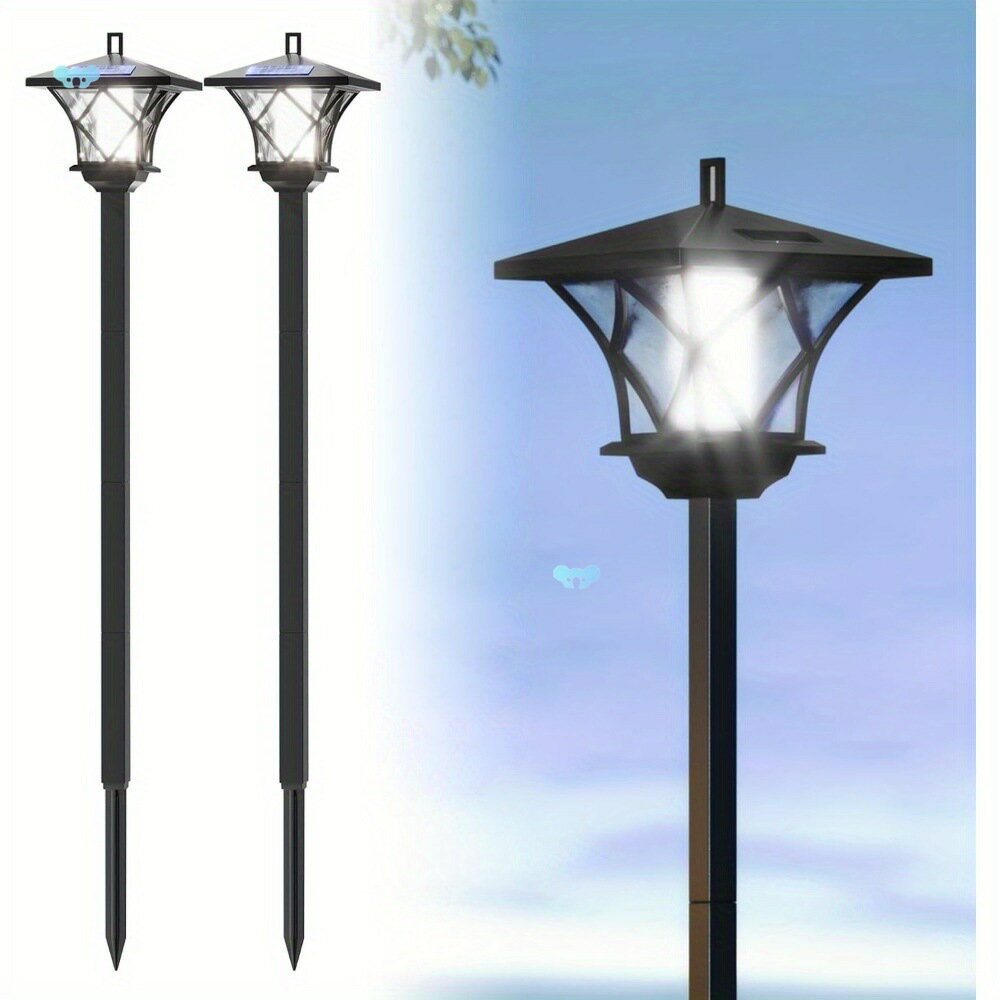2 Pack 59 Inch Solar Lamp Post, Outdoor Solar Lighting,