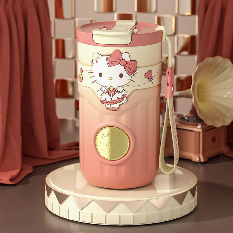 hellokitty聯名款保溫杯女2024新款高顏值水杯大容量吸管咖啡杯子【北歐居家生活】
