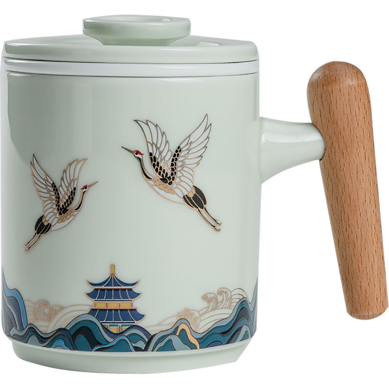 陶瓷辦公杯茶水分離茶杯帶蓋馬克杯過濾泡茶杯子禮品