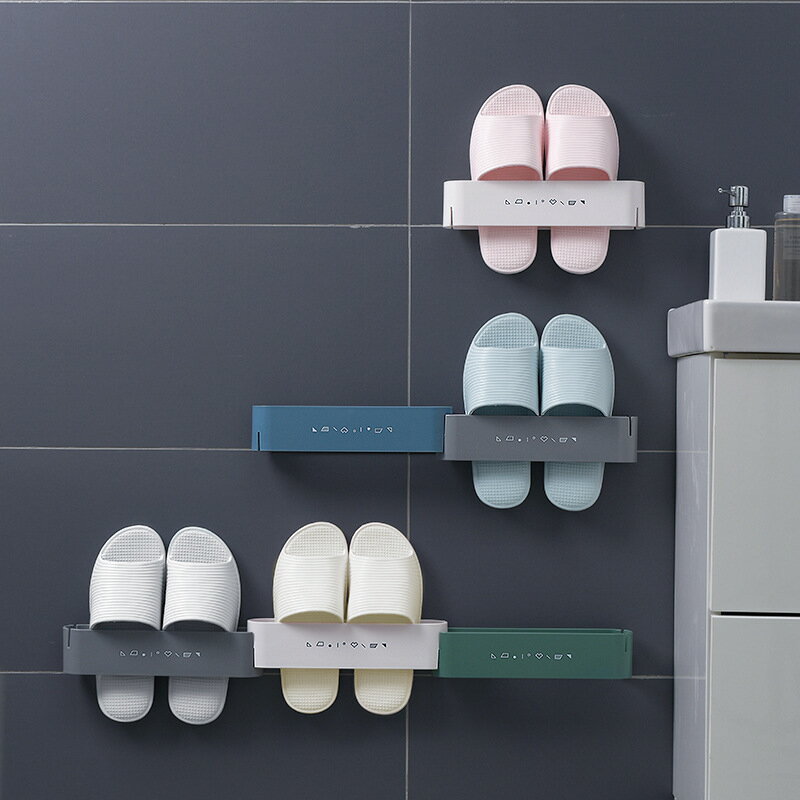 浴室拖鞋架墻上免打孔架子衛生間可組合精品收納架置物架壁掛瀝水