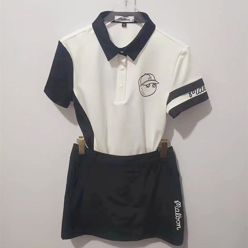 韓國原單高爾夫女裝短袖上衣戶外運動短裙polo衫golf球衣套裝