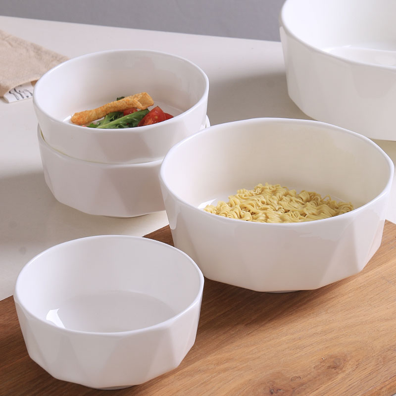 景德鎮家用吃飯碗北歐ins風純白創意個性面碗湯碗陶瓷米飯碗單個