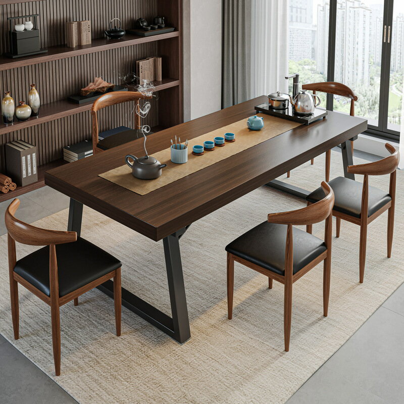 茶幾 茶臺 實木茶桌椅組合一桌五椅家用陽臺茶桌新中式大板泡茶桌客廳桌