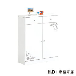 花語雪白2.7尺雙抽雙門收納鞋櫃 / H&D / 日本MODERN DECO