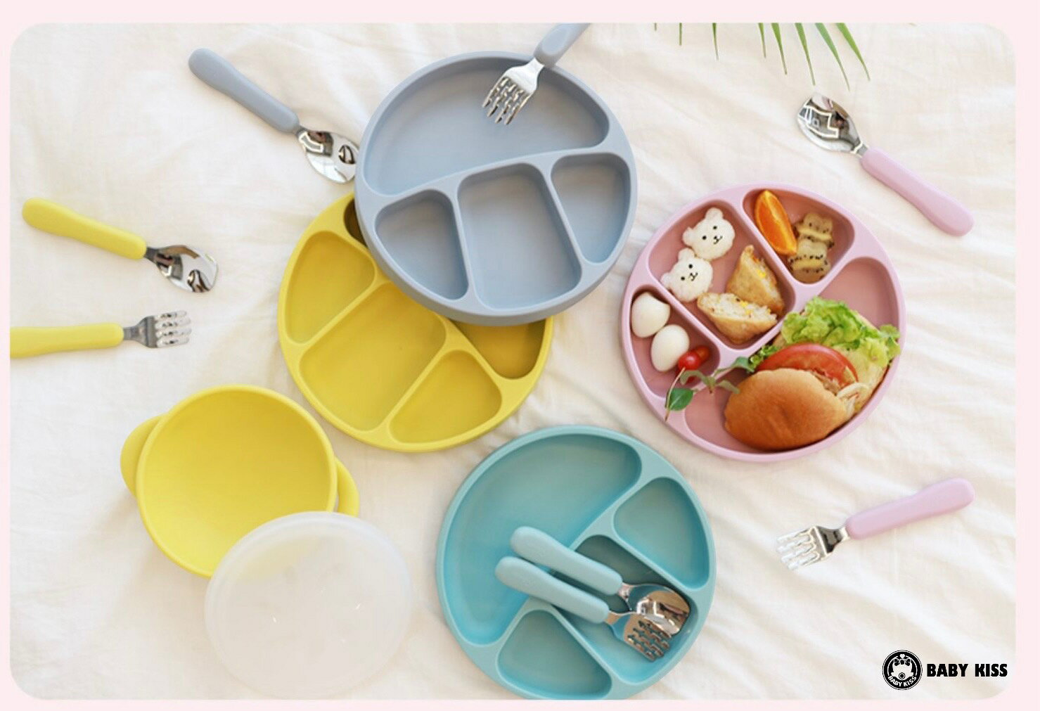 韓國製AGAFURA鉑金矽膠分格餐盤(含矽膠蓋) 4