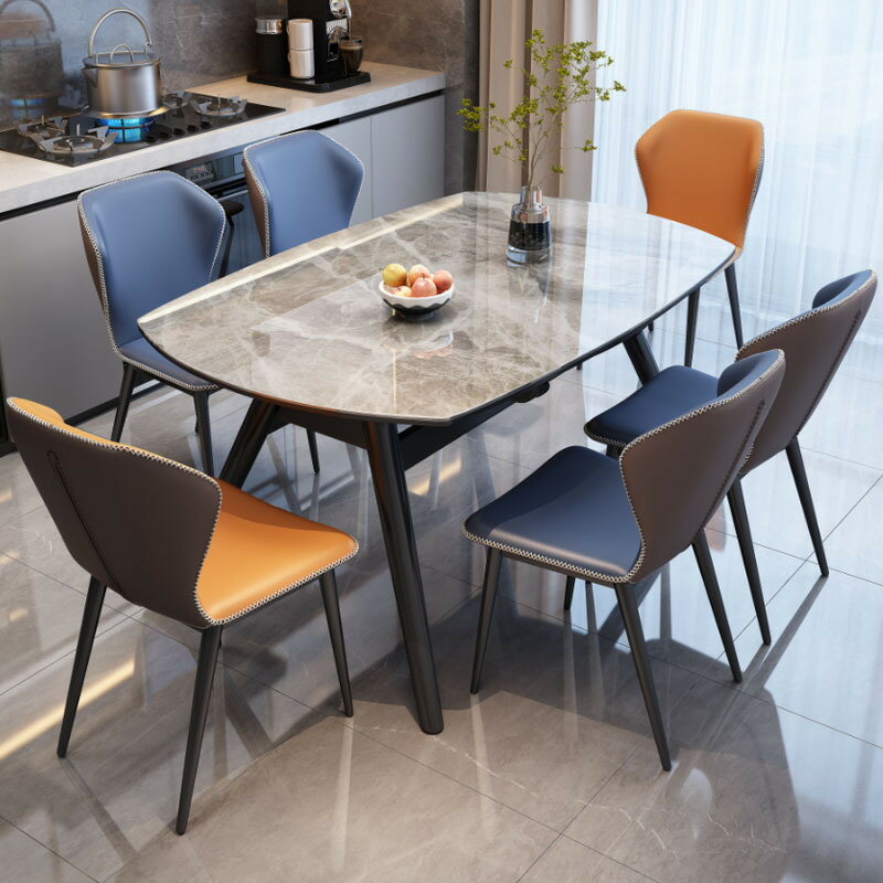 桌子 可伸縮折疊巖板餐桌小戶型餐桌椅組合方圓兩用家用跳臺